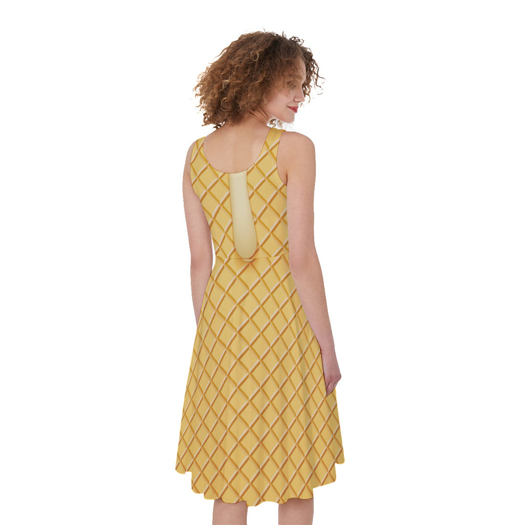 Vanilla Ice Cream Melted Print Women's Sleeveless Dress