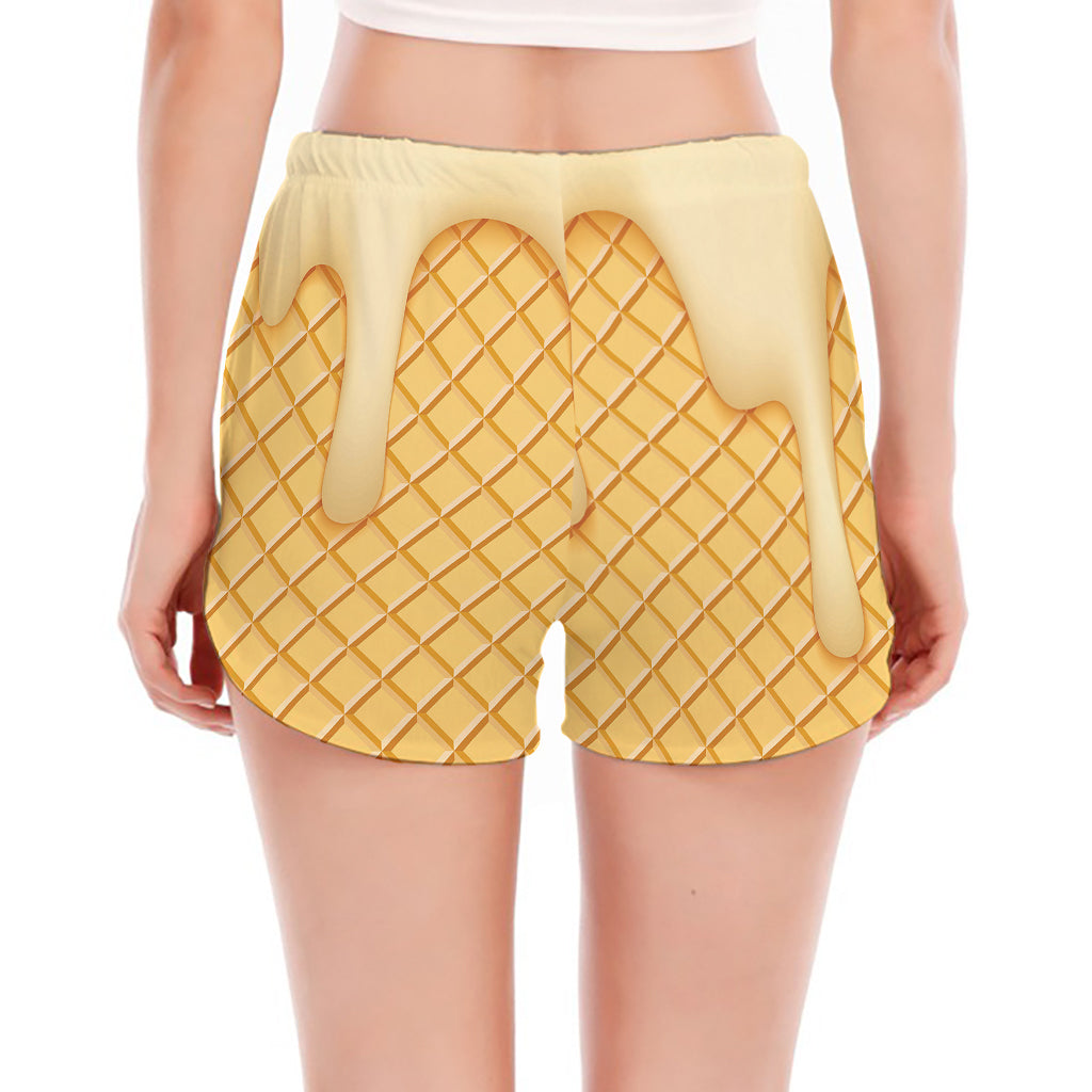 Vanilla Ice Cream Melted Print Women's Split Running Shorts