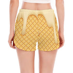Vanilla Ice Cream Melted Print Women's Split Running Shorts
