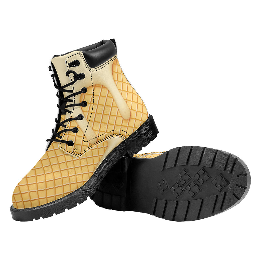 Vanilla Ice Cream Melted Print Work Boots