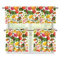 Vegan Fruits And Vegetables Print 3 Piece Kitchen Curtains