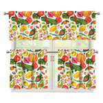 Vegan Fruits And Vegetables Print 3 Piece Kitchen Curtains