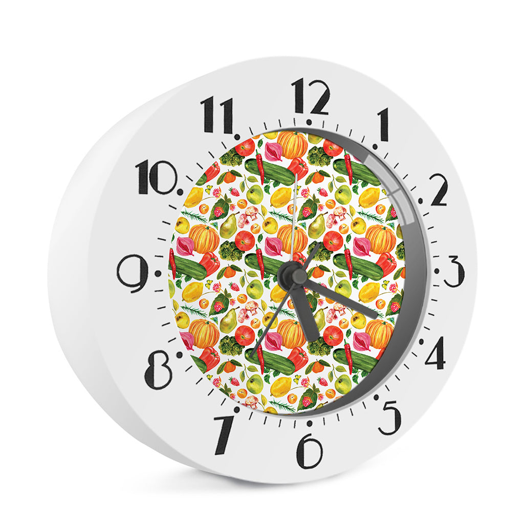 Vegan Fruits And Vegetables Print Alarm Clock
