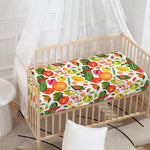 Vegan Fruits And Vegetables Print Baby Crib Sheet