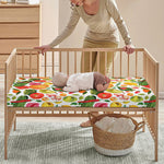Vegan Fruits And Vegetables Print Baby Crib Sheet