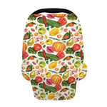 Vegan Fruits And Vegetables Print Baby Seat Cover