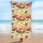 Vegan Fruits And Vegetables Print Beach Towel
