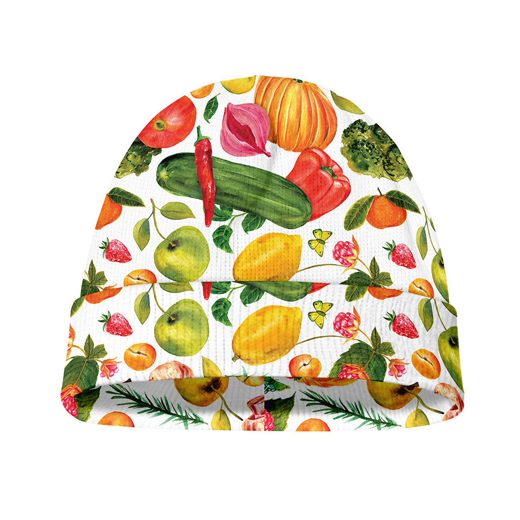 Vegan Fruits And Vegetables Print Beanie