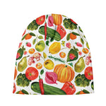 Vegan Fruits And Vegetables Print Beanie