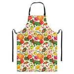 Vegan Fruits And Vegetables Print Bib Apron With Pocket