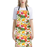 Vegan Fruits And Vegetables Print Bib Apron With Pocket