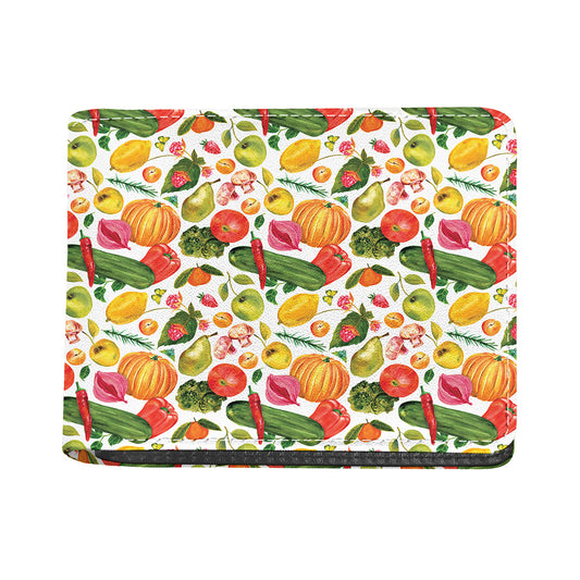 Vegan Fruits And Vegetables Print Bifold Wallet