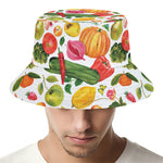 Vegan Fruits And Vegetables Print Bucket Hat