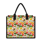 Vegan Fruits And Vegetables Print Canvas Tote Bag