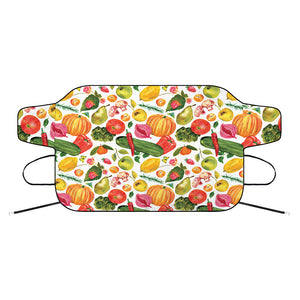 Vegan Fruits And Vegetables Print Car Windshield Snow Cover