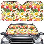 Vegan Fruits And Vegetables Print Car Windshield Sun Shade