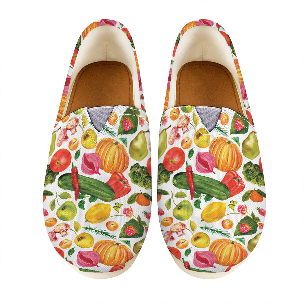 Vegan Fruits And Vegetables Print Casual Shoes