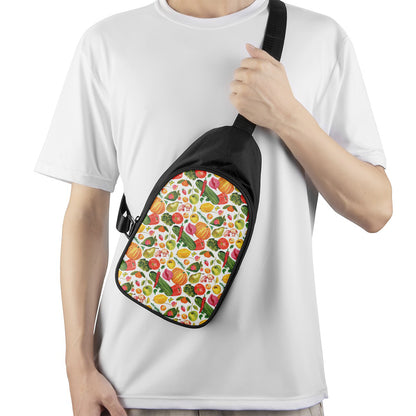 Vegan Fruits And Vegetables Print Chest Bag