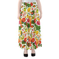 Vegan Fruits And Vegetables Print Chiffon Maxi Skirt
