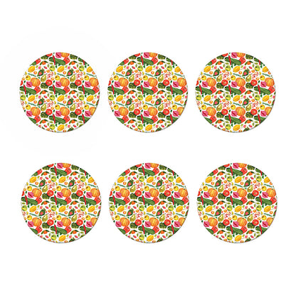 Vegan Fruits And Vegetables Print Coaster Set
