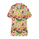 Vegan Fruits And Vegetables Print Cotton Hawaiian Shirt