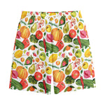 Vegan Fruits And Vegetables Print Cotton Shorts