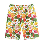 Vegan Fruits And Vegetables Print Cotton Shorts