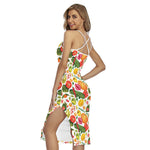 Vegan Fruits And Vegetables Print Cross Back Cami Dress