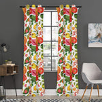 Vegan Fruits And Vegetables Print Curtain