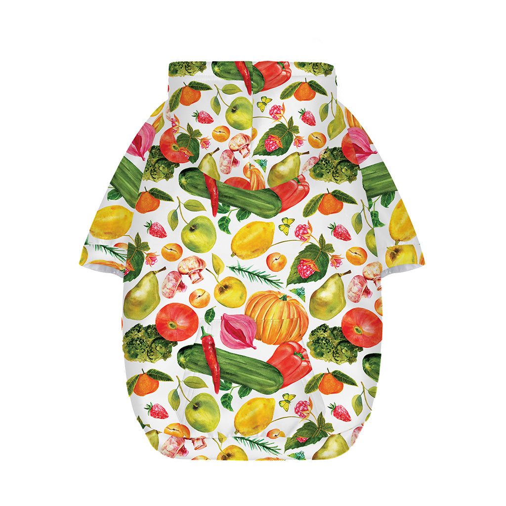 Vegan Fruits And Vegetables Print Dog Zip Up Hoodie