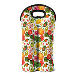 Vegan Fruits And Vegetables Print Double Neoprene Wine Tote