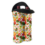 Vegan Fruits And Vegetables Print Double Neoprene Wine Tote