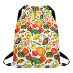 Vegan Fruits And Vegetables Print Drawstring Backpack