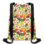 Vegan Fruits And Vegetables Print Drawstring Backpack