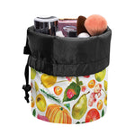 Vegan Fruits And Vegetables Print Drawstring Makeup Bag