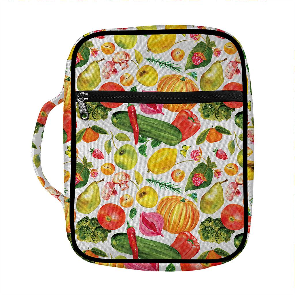 Vegan Fruits And Vegetables Print Front Pocket Bible Bag