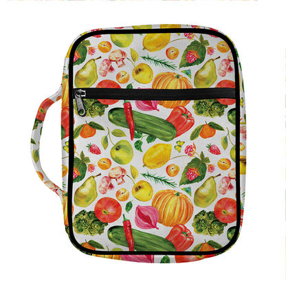 Vegan Fruits And Vegetables Print Front Pocket Bible Bag
