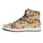 Vegan Fruits And Vegetables Print High Top Leather Sneakers