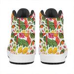 Vegan Fruits And Vegetables Print High Top Leather Sneakers
