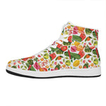 Vegan Fruits And Vegetables Print High Top Leather Sneakers