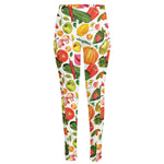 Vegan Fruits And Vegetables Print High-Waisted Pocket Leggings