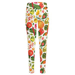 Vegan Fruits And Vegetables Print High-Waisted Pocket Leggings