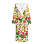 Vegan Fruits And Vegetables Print Hooded Bathrobe