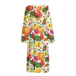 Vegan Fruits And Vegetables Print Hooded Bathrobe