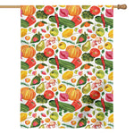 Vegan Fruits And Vegetables Print House Flag