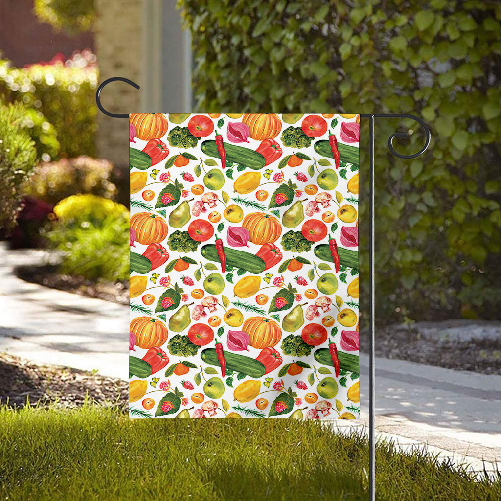 Vegan Fruits And Vegetables Print House Flag