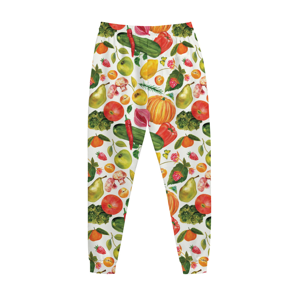 Vegan Fruits And Vegetables Print Jogger Pants
