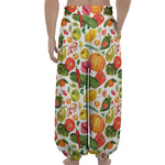 Vegan Fruits And Vegetables Print Lantern Pants