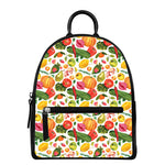 Vegan Fruits And Vegetables Print Leather Backpack