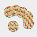 Vegan Fruits And Vegetables Print Leather Coaster Set